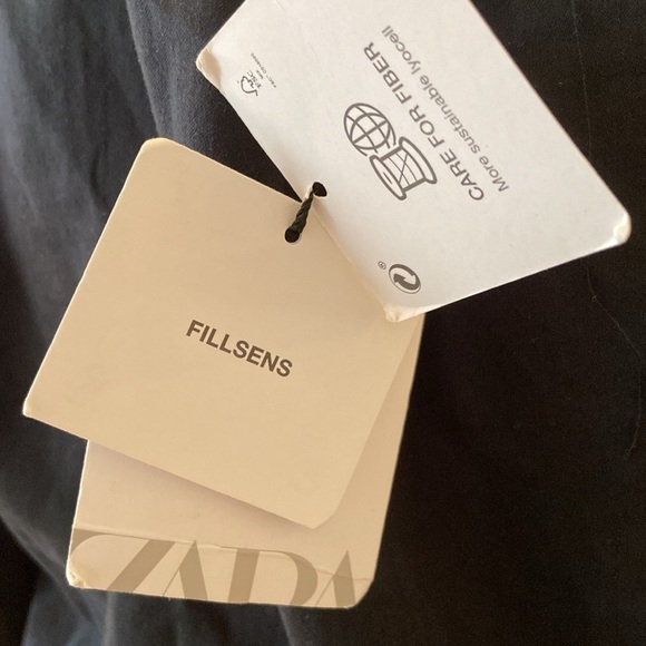 Zara Fillsens Women Dress Small Off Black Soft Elastic Waist V-Neck - Picture 5 of 7